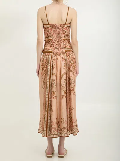 Zimmermann Womens Pink Paisley Floral Aster Scar Silk Midi Dress Xl In Multi
