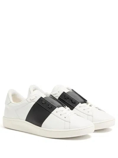 Valentino Garavani Minimalist Leather Sneakers With Contrasting Stripe Detail And Vlogo Signature In White