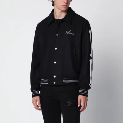 Amiri Bones Wool Varsity Jacket In Black