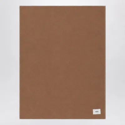 Tekla Rectangular Brushed Wool Blanket In Brown