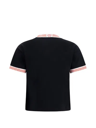 Versace T-shirt With Greca Details In Black