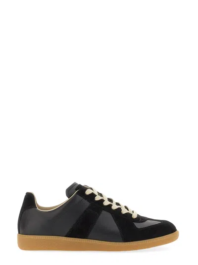 Maison Margiela Replica Suede Leather Gum Sole Sneakers In Black