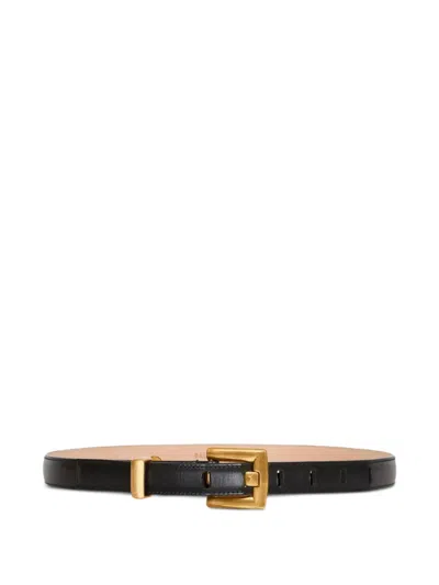 Balmain Anthem Leather Belt In Black