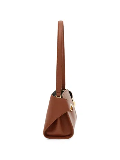 Ferragamo Hug East-west Small Leather Shoulder Bag In Brown