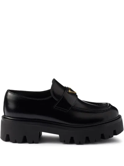 Prada Lug Sole Platform Loafer In Black
