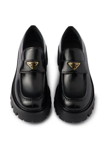 Prada Lug Sole Platform Loafer In Black