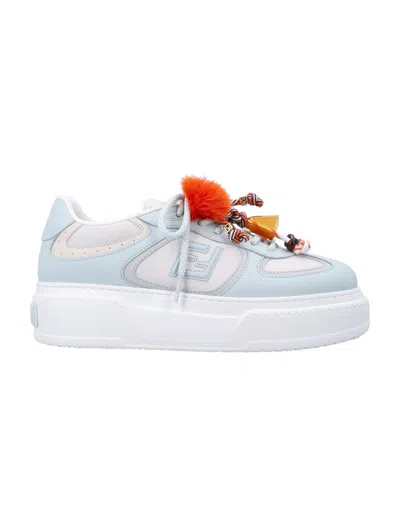 Fendi Low-top Sporty Sneakers With Embellishments In Blue