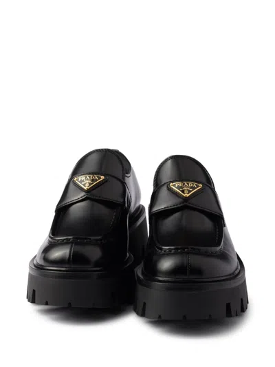 Prada Lug Sole Platform Loafer In Black