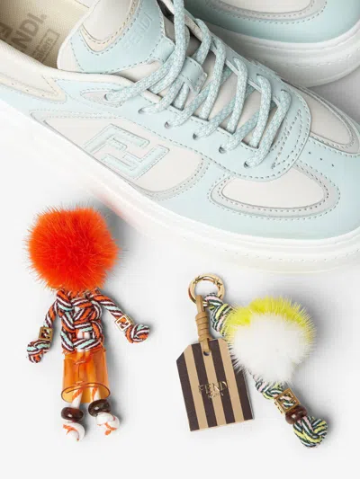 Fendi Low-top Sporty Sneakers With Embellishments In Blue