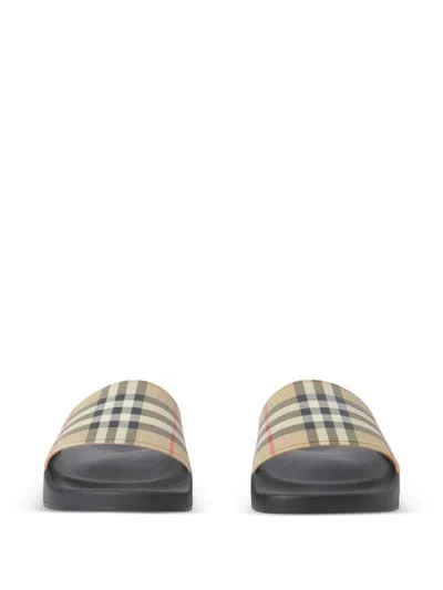 Burberry Fashionable Sandals With Embossed Lettering And Contoured Insole In Beige