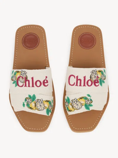 Chloé Mini Ribbons Embroidered Citrus Motif Sandals