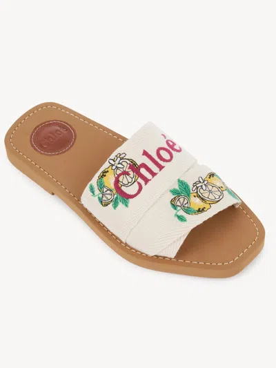 Chloé Mini Ribbons Embroidered Citrus Motif Sandals