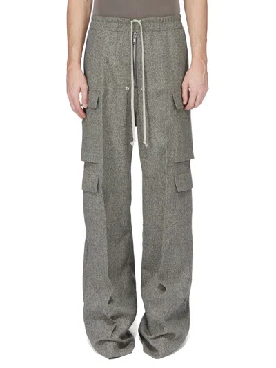 Rick Owens Cargobelas Twisted Wool Pants In Gray