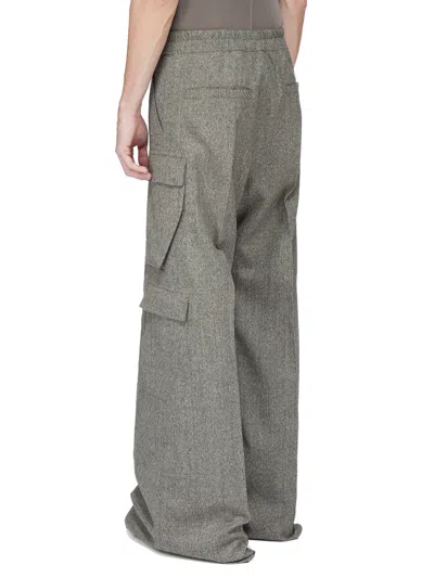Rick Owens Cargobelas Twisted Wool Pants In Gray