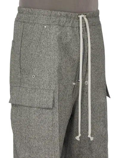 Rick Owens Cargobelas Twisted Wool Pants In Gray