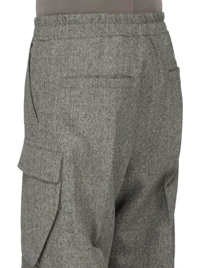 Rick Owens Cargobelas Twisted Wool Pants In Gray