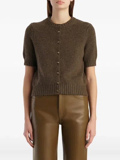 Khaite Womens Artichoke Nora Short-sleeve Knitted Cashmere Cardigan In Brown