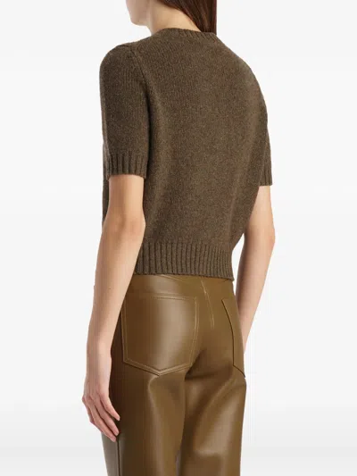 Khaite Womens Artichoke Nora Short-sleeve Knitted Cashmere Cardigan In Brown