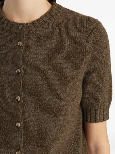 Khaite Womens Artichoke Nora Short-sleeve Knitted Cashmere Cardigan In Brown