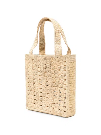 A.p.c. Rectangular Raffia Tote Bag With Sturdy Top Handles In Beige