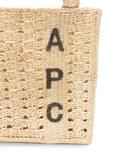 A.p.c. Rectangular Raffia Tote Bag With Sturdy Top Handles In Beige