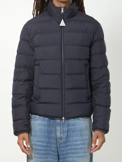 Moncler Short Down Jacket Baudinet In Blue