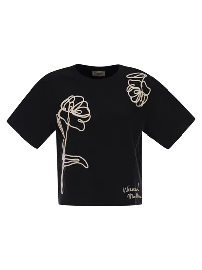 Weekend Max Mara Floral Pattern T-shirt In Black
