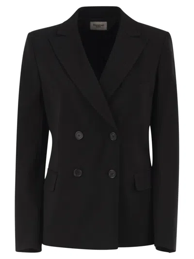 Weekend Max Mara Double-breasted Stretch-fabric Blazer In Black