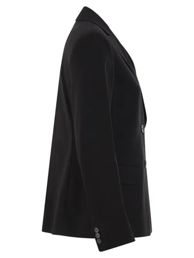 Weekend Max Mara Double-breasted Stretch-fabric Blazer In Black
