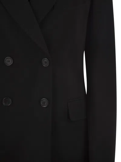 Weekend Max Mara Double-breasted Stretch-fabric Blazer In Black