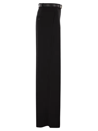 Max Mara Belted Wide-leg High-waisted Trousers In Black