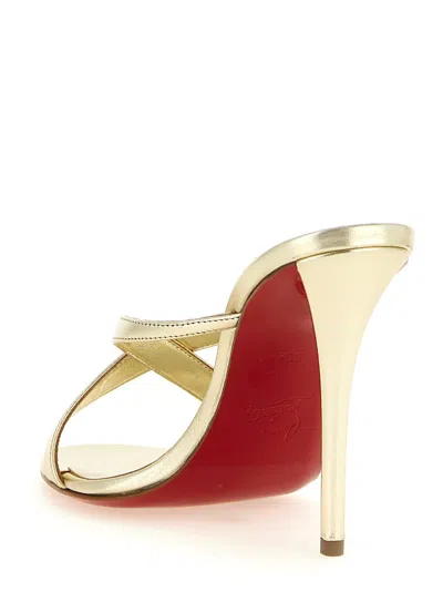 Christian Louboutin Mulazee Cross Strap Metallic Open Toe Mules In Black
