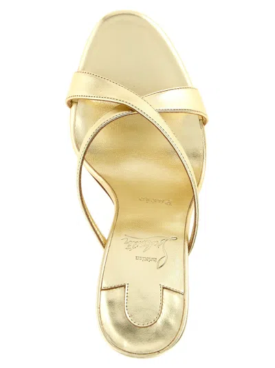 Christian Louboutin Mulazee Cross Strap Metallic Open Toe Mules In Black