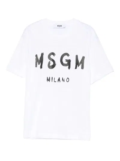Msgm Logo-detail T-shirt In White