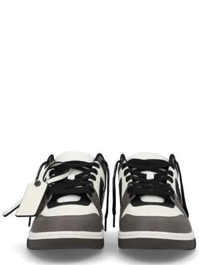 Off-white Out Of Office Grey Low Top Sneakers With Logo Patch On The Tongue And Contrasting Stitching In Leath In Beige
