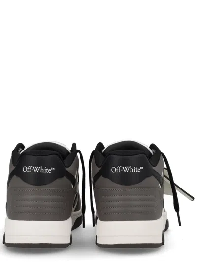 Off-white Out Of Office Grey Low Top Sneakers With Logo Patch On The Tongue And Contrasting Stitching In Leath In Beige