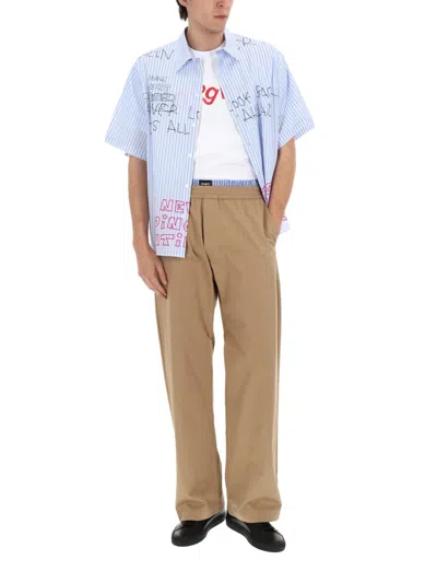 Msgm Pantalone In Cotone Con Doppio Elastico In Blue