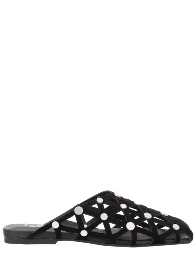 Ash Bone Stud-embellished Cut-out Sandals In Black