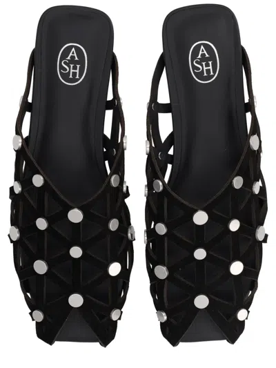 Ash Bone Stud-embellished Cut-out Sandals In Black