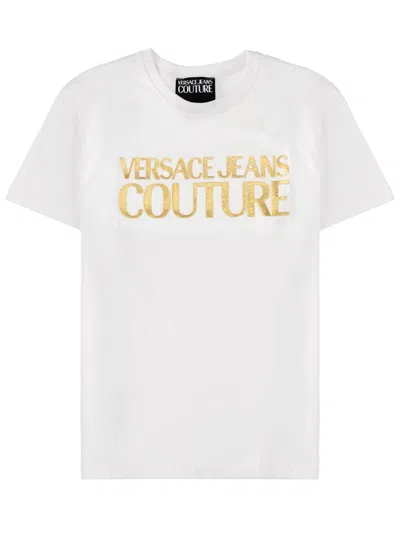Versace Jeans Couture Short Sleeve Crew Neck Cotton T-shirt In White