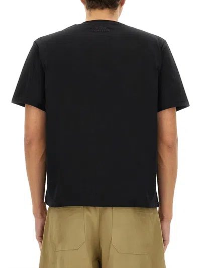 Studio Nicholson Bric T-shirt Blue Regular Fit In Black