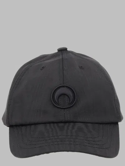 Marine Serre Structured Black Baseball Cap With Adjustable Strap In Black