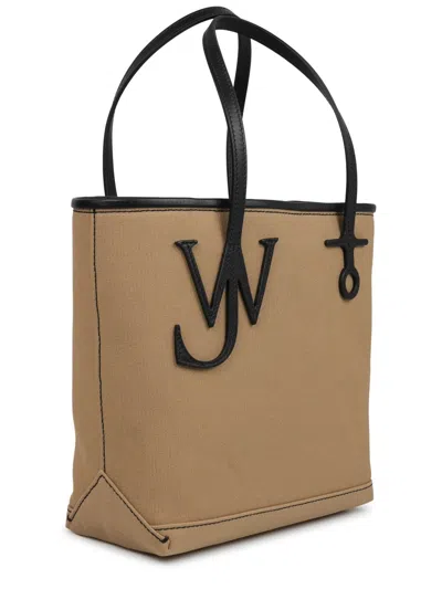 Jw Anderson Beige Canvas Small Anchor Bucket Bag Beigeblack Borse A Mano In Beige
