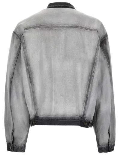 Diesel Gray Medium-light Skeleton Denim Trucker Jacket In Gray