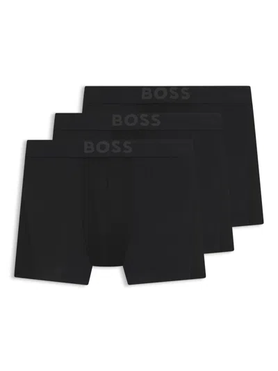 Hugo Boss Boss 3-pack Cotton Microfiber Trunks In Black