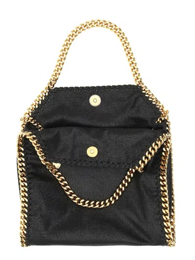 Stella Mccartney Falabella Mini Black Handbag With Handle And Chain Shoulder Strap In Eco Leather Woman In Black