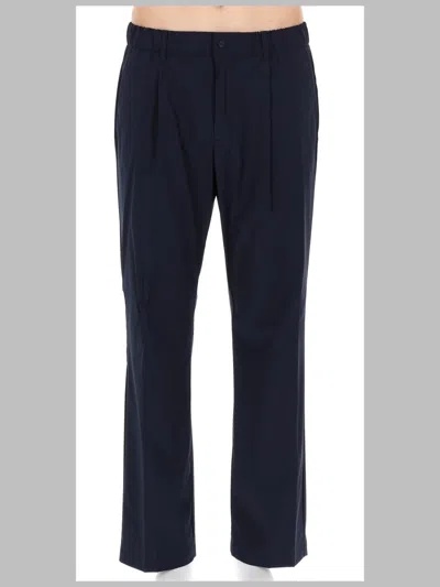 Herno Tailored Blue Wool-blend Trousers With Structured Silhouette In Blue