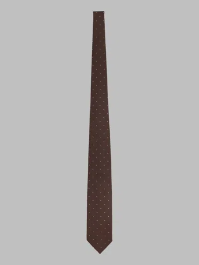 Tom Ford Brown Polka Dot Tie In Brown