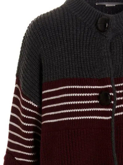 Stella Mccartney Stripe Wool Long Sweater Coat In Multi
