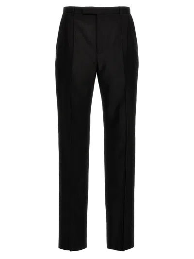 Saint Laurent Black Flat Front Pants In Black